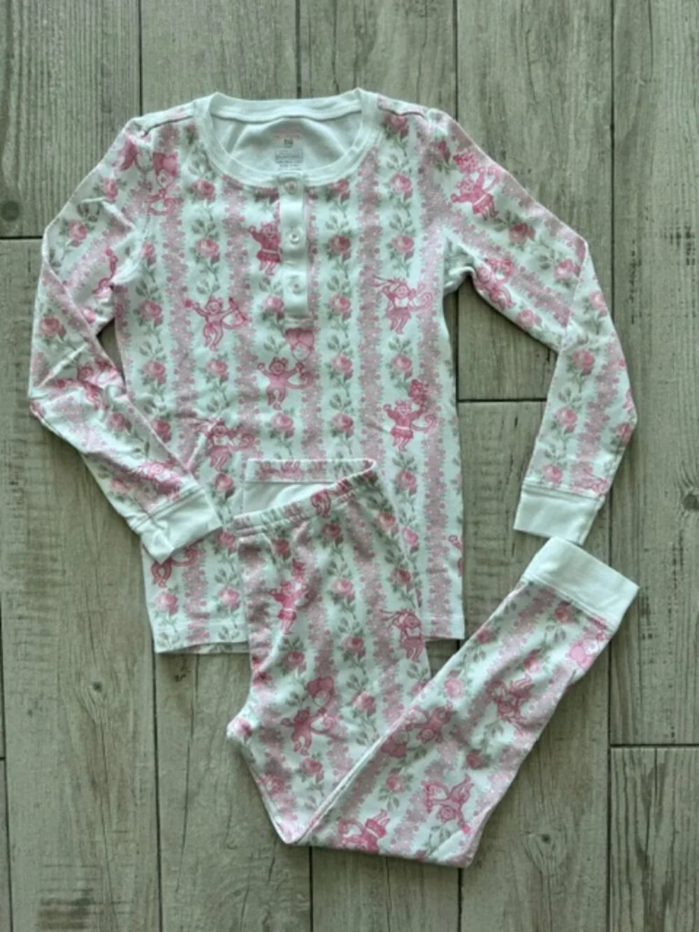 NWOT Roller Rabbit X LoveShackFancy Kids Pink Heirloom Monkey PJ sz.10